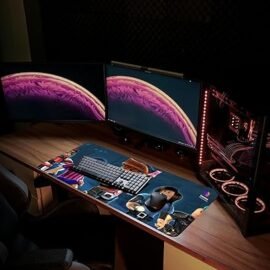 Gaming Mouse Pad XXL,Adventure Characters Design, 92 cm x 36 cm, Extended Large Desk Mat